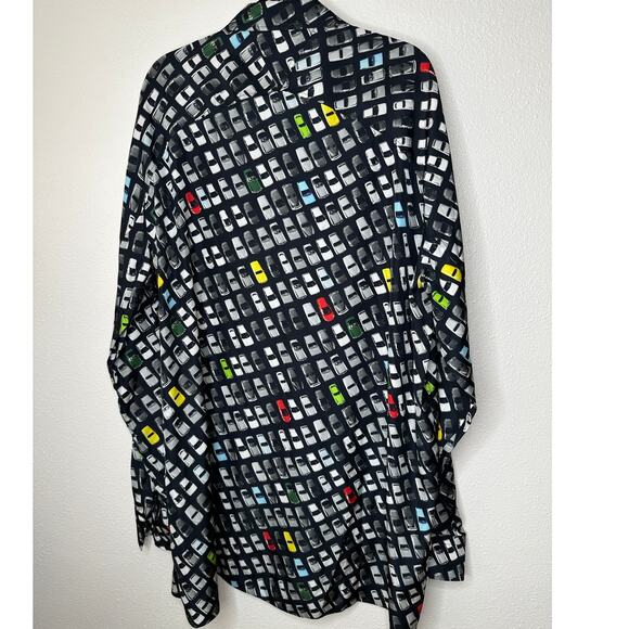 Bottega Veneta Black Car Print Long Sleeve Button Shirt Tunic 54 / L - Picture 8 of 14